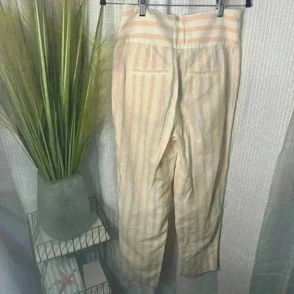 Anthropologie Women’s Size 2 Oasis Striped High-rise Linen Pants in Peach/Cream - Picture 7 of 15